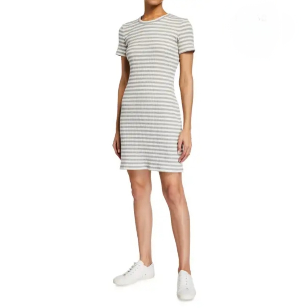 TEORY Cherry Striped Ribbed Shirt Dress.